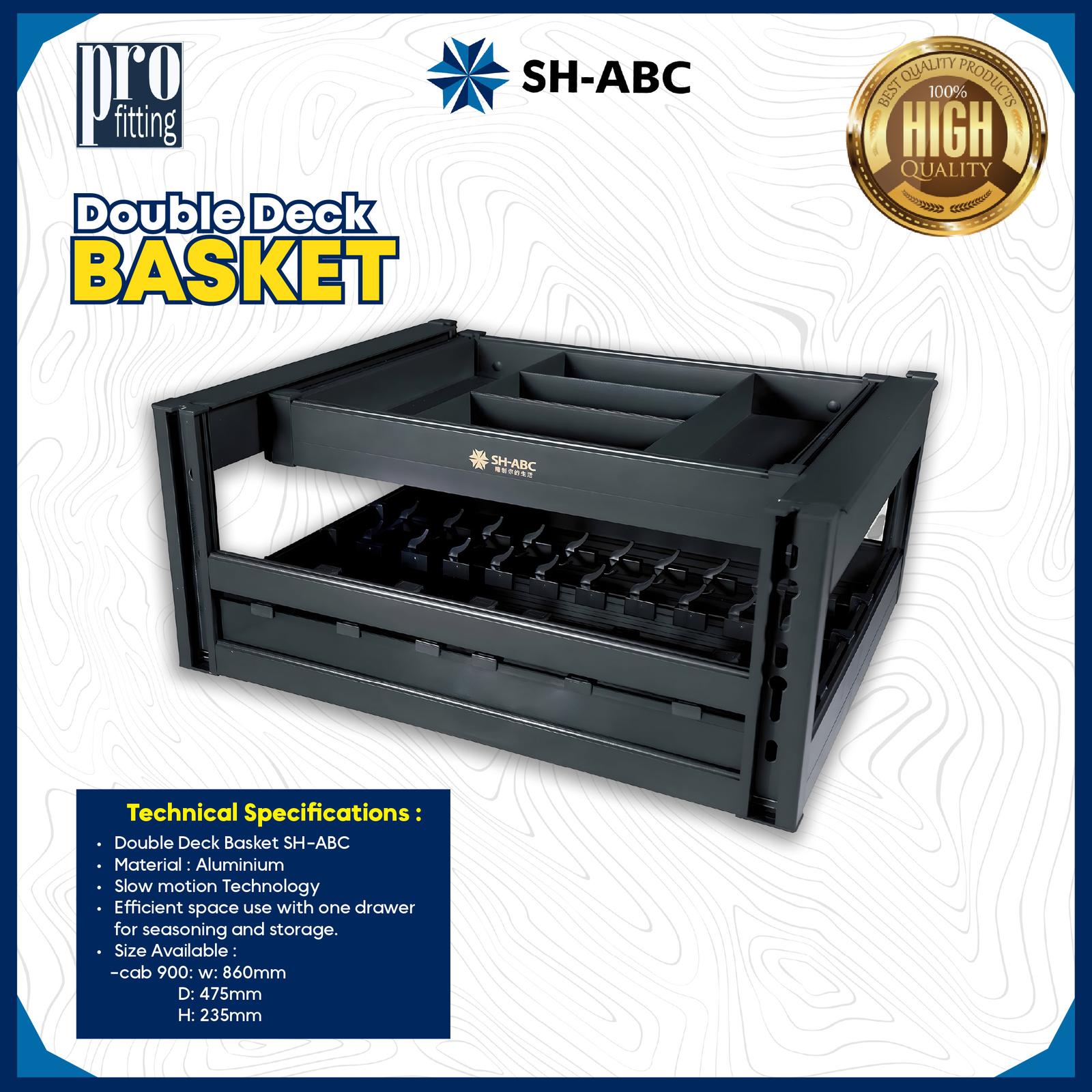 Rak Penyimpanan Alat Makan dan bumbu 2 tingkat Kitchen set untuk kabinet bawah SH-ABC