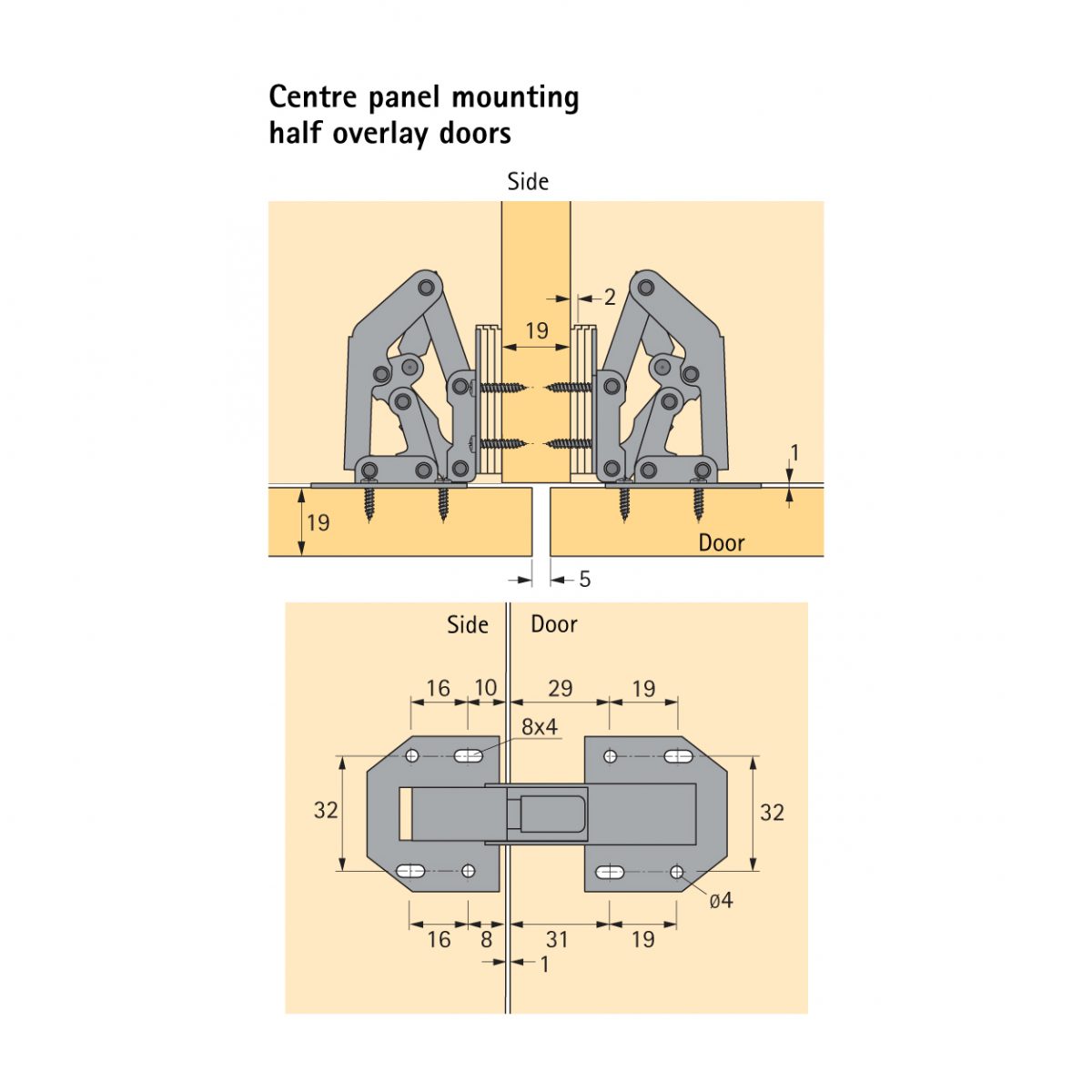 Hettich Screwon hinges 90° Pro Fitting Sistem