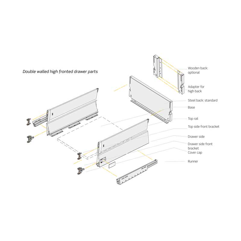 Indaux 3 Full Extension Slow Motion 480mm Bottom Drawer